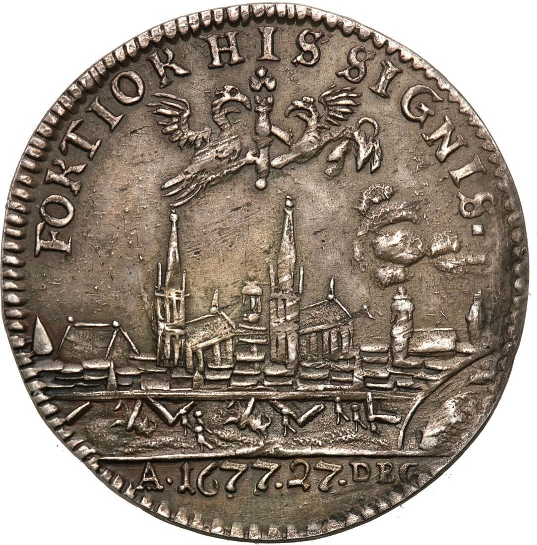 Pomorze. Friedrich Wilhelm I (1640-1688). 1/6 talara - odbitka podwójnego dukata 1677, Berlin